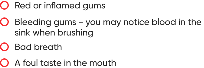 List of early signs of gingivitis
